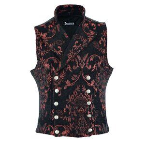 Men's Victorian Gentleman's Aristocrat Vest Tapestry Stylish Casual Vest Red